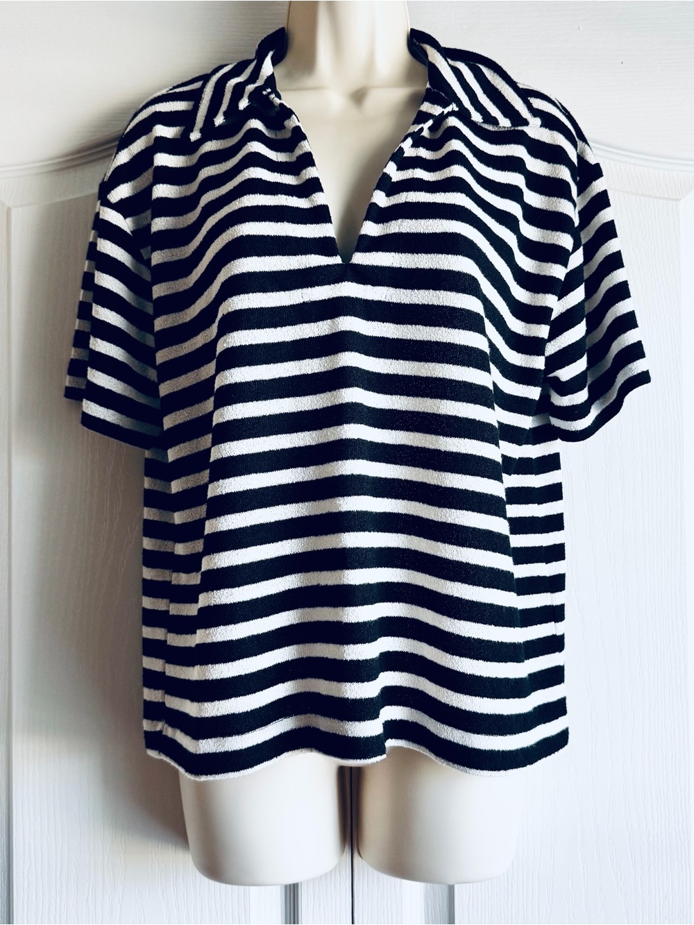 H&M Collared Striped Knit Top